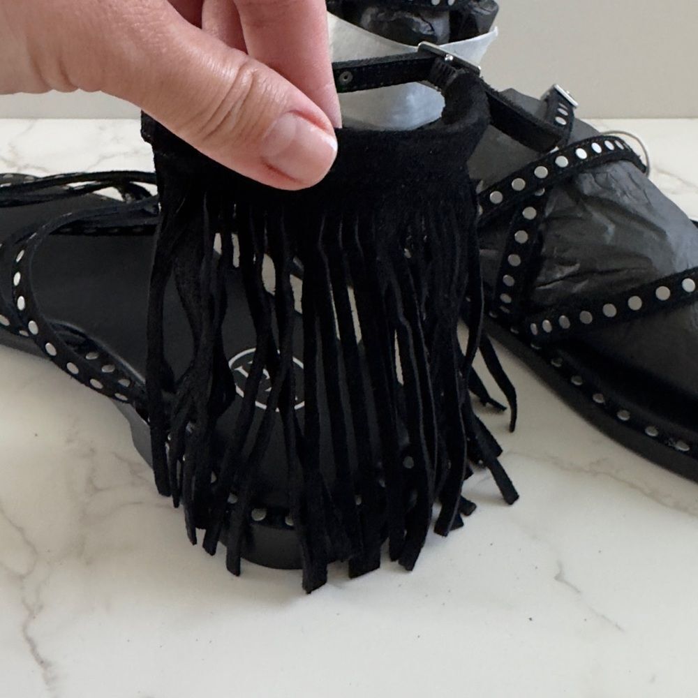 ⭕️ Ash Moon Black Studded Sandals with Edgy Design Suede 39 9 - Picture 5 of 7